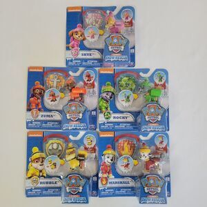 Lot 5 Paw Patrol The Great Snow Rescue Arctic Pups Woolly Hat Action Figure Set